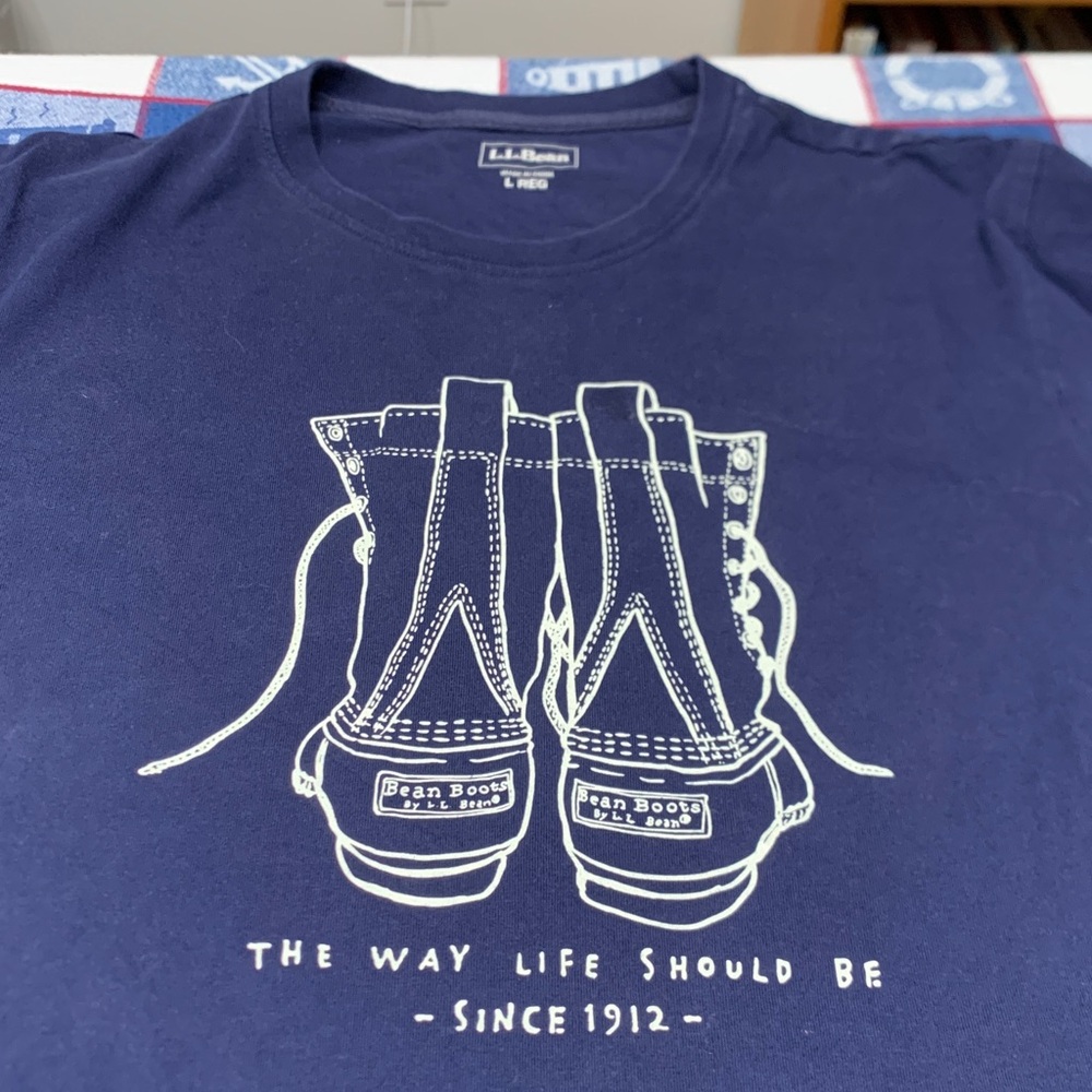 L.L. Bean Navy Bean Boot Long Sleeve T Shirt